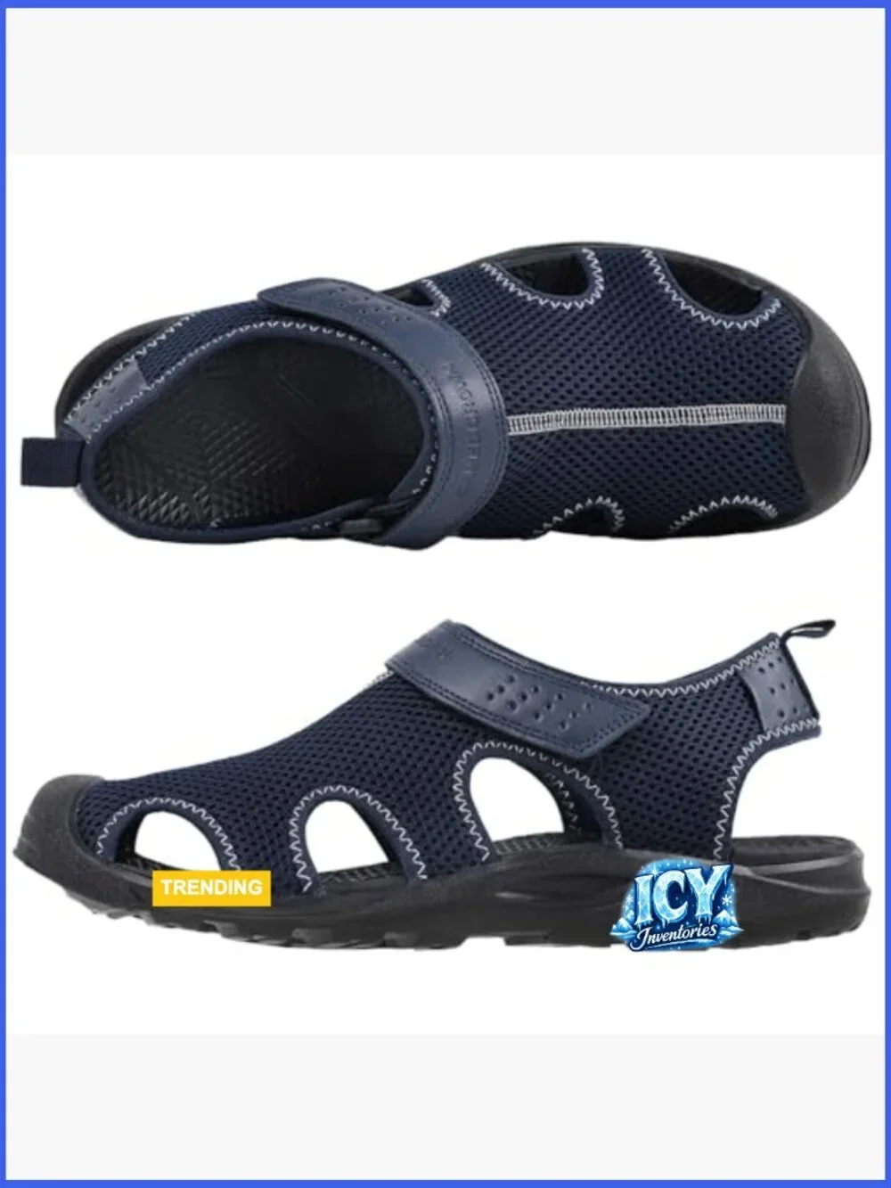 Men's Mesh Hiking Sandals, Closed-Toe Sport Sandals with Adjustable Straps,